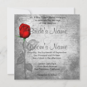 Vintage Red Rose Wedding Invitation