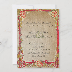 Vintage Red Rose Wedding Invitation