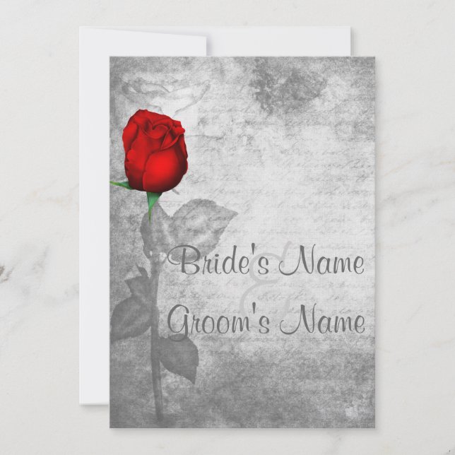 Vintage Red Rose Wedding Invitation (Front)