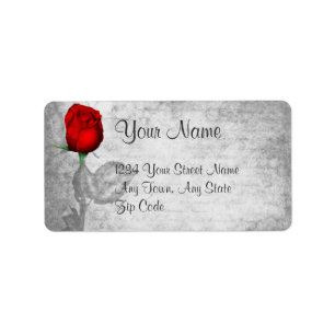 Vintage Red Rose Wedding Label