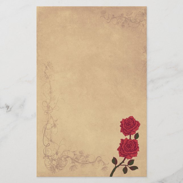Vintage Red Rose Wedding Stationery (Front)