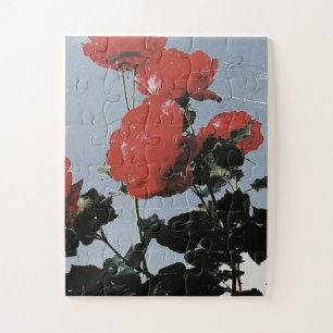 Vintage Red Roses Against a Blue Sky Jigsaw Puzzle