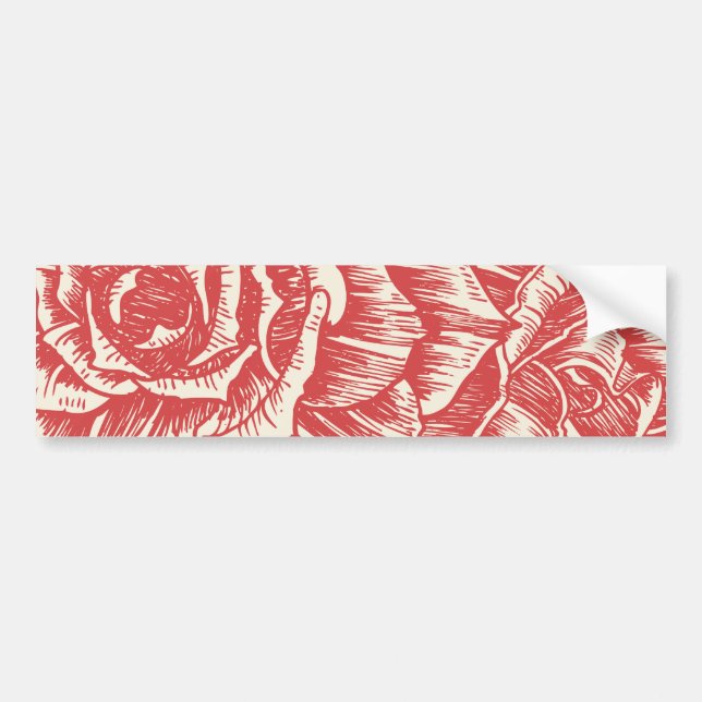 Vintage red roses custom bumper sticker (Front)