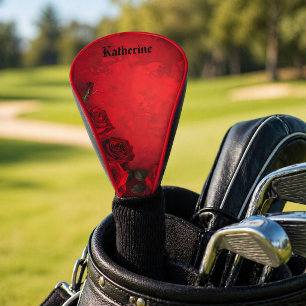 Vintage Red Roses Custom Name Golf Head Cover