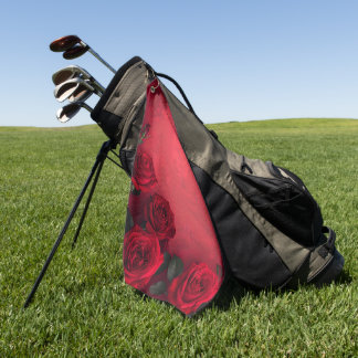 Vintage Red Roses Custom Name Golf Towel