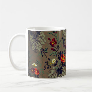 Vintage red roses flowers floral pattern coffee mug