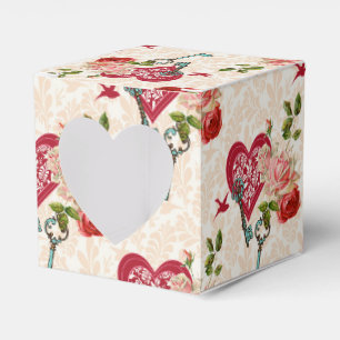 Vintage Red Roses & Key to My Heart Valentine's Favour Box
