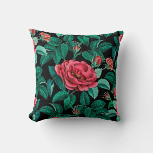 Vintage Red Roses Pattern Cushion