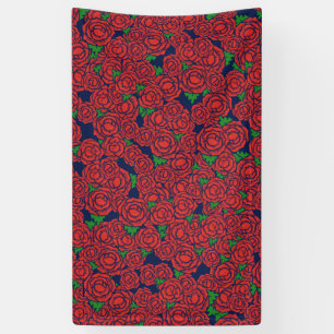Vintage Red Roses Pattern Valentine Art Flowers Banner