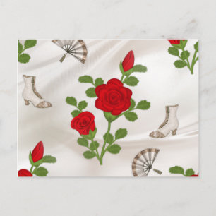 Vintage Red Roses Postcard