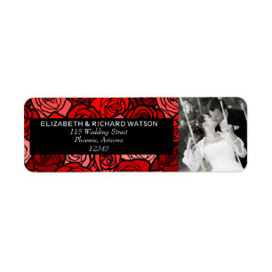 Vintage red roses Wedding Address Label