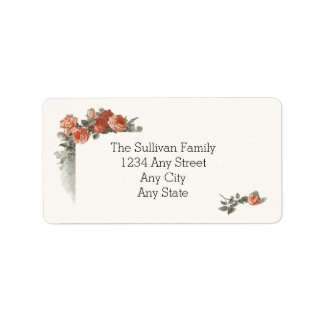 Vintage Red Roses Wedding Name and Address Label