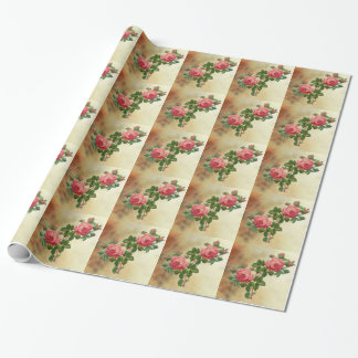 vintage red roses wrapping paper
