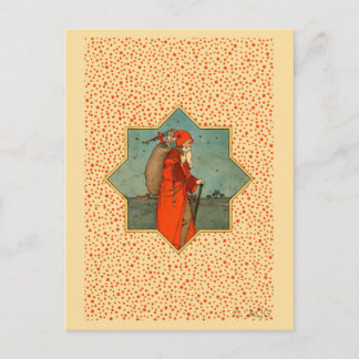 Vintage Red Santa Claus St. Nicholas Holiday Postcard