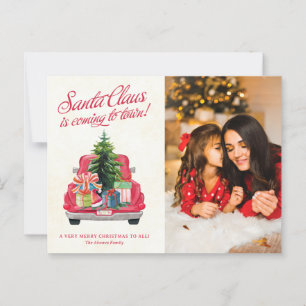 Vintage Red Santa Truck Photo Postcard