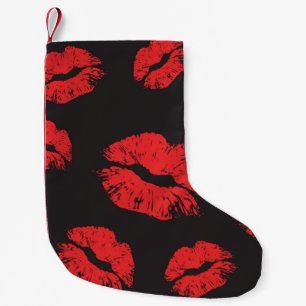 vintage red seamless pattern on black background. small christmas stocking