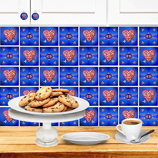 Vintage Red & Silver Milagro Heart With Butterfly Tile (Creator Uploaded)