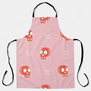 Vintage Red Skull Head Pattern Apron