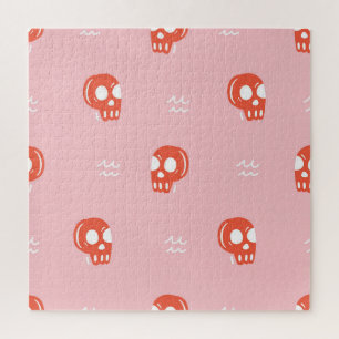 Vintage Red Skull Head Pattern Jigsaw Puzzle