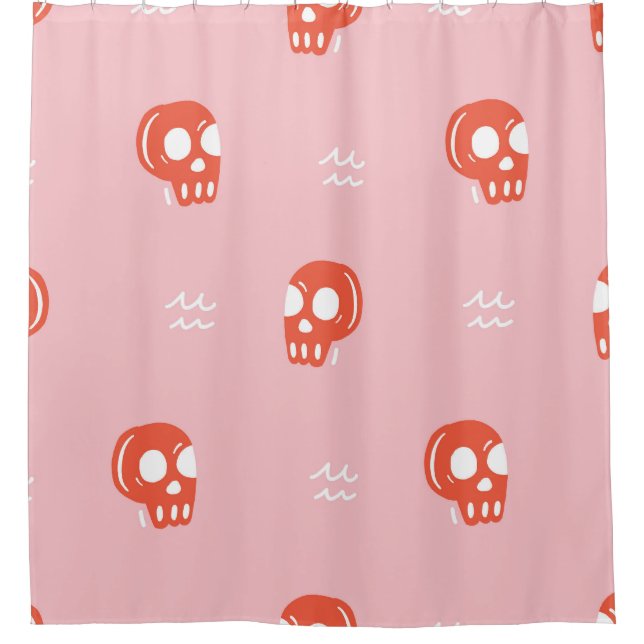 Vintage Red Skull Head Pattern Shower Curtain (Front)