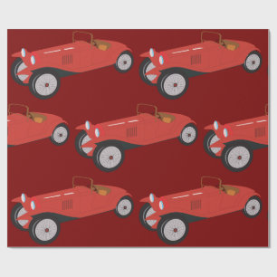 Vintage Red Sports Car Classic Open-Top Roadster Wrapping Paper