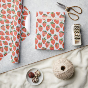 Vintage Red Strawberry Pattern Wrapping Paper