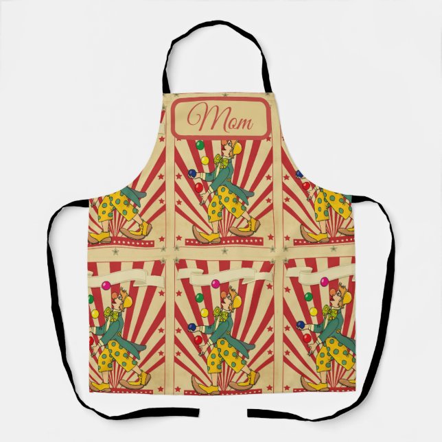 Vintage Red Stripe Circus Clown Apron (Front)