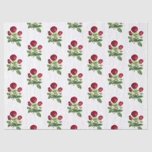 Vintage Red Tea Roses Flowers Tissue Paper