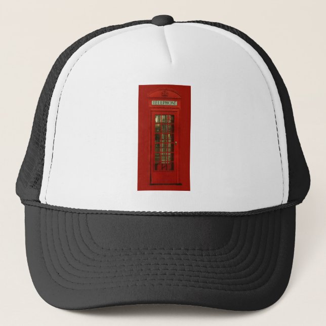 Vintage Red Telephone Box Trucker Hat (Front)