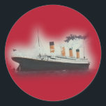 Vintage Red Titanic Ship Christmas Classic Round Sticker<br><div class="desc">Vintage Red Titanic Ship Christmas Classic Round Sticker .  Perfect for wrapping up all those personalised Titanic puzzles,  shirts,  hats,  mouse pads,  mugs and other great gift items in my Oceans_for_you store.  This design is also available in wrapping paper sheets,  wrapping paper rolls,  and gift bags.</div>
