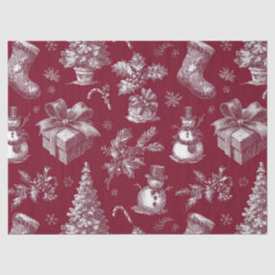 Vintage Red Toile Christmas with Stockings Tissue Paper