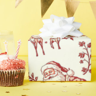 Vintage Red Toile Christmas Wrapping Paper