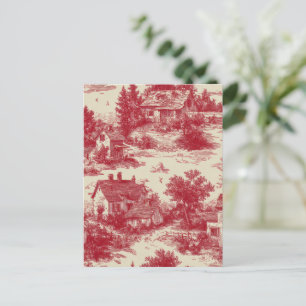 Vintage Red Toile Landscape (7) Postcard
