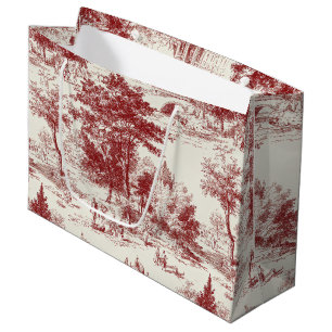 Vintage Red Toile Landscape Large Gift Bag