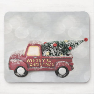 Vintage Red Toy Truck with a Christmas Tree Mouse Mat