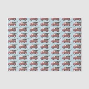 Vintage Red Toy Truck with a Christmas Tree Tissue Paper