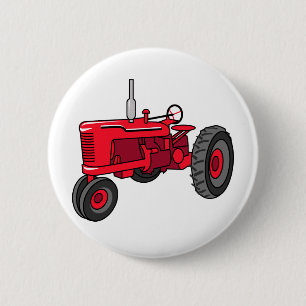 Vintage Red Tractor 6 Cm Round Badge