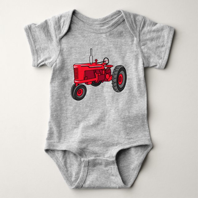 Vintage Red Tractor Baby Bodysuit (Front)