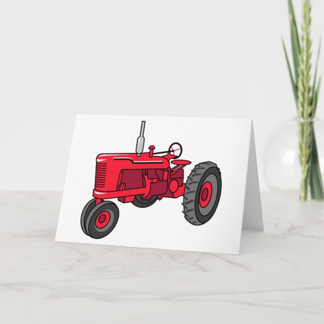Vintage Red Tractor Card (Front)