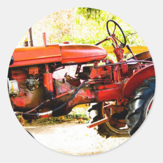 Vintage Red Tractor Classic Round Sticker