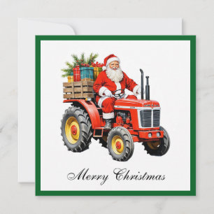 Vintage Red Tractor Funny Christmas Non-Photo  Holiday Card