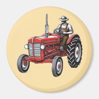 Vintage Red Tractor Magnet