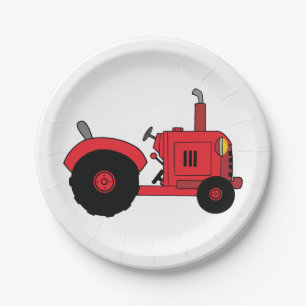 Vintage Red Tractor Paper Plate