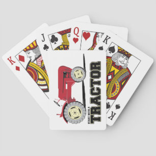 Vintage red tractor playing cards
