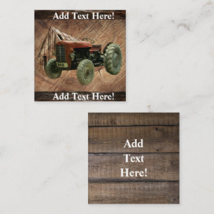 Vintage Red Tractor Rustic Barn Shed Square Busine Business Card