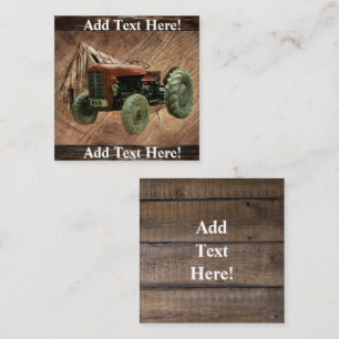 Vintage Red Tractor Rustic Barn Shed Square Busine Square Business Card
