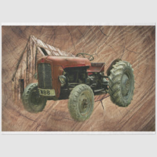 Vintage Red Tractor Rustic Barn Shed Tissue Paper