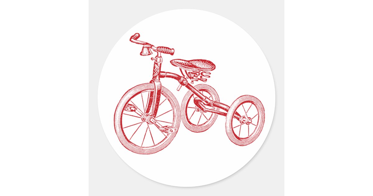 Vintage Red Tricycle Classic Round Sticker Zazzle