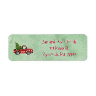 Vintage Red Truck Address Label