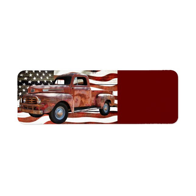 Vintage Red Truck American Flag (Front)